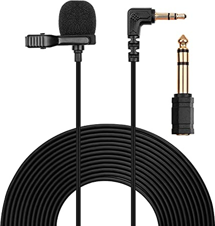 weishan Lav Microphone Replacement for Zoom H6 H4N H1N H1 Pro H5 H2N, TASCAM DR-05X DR-07X DR-05 Portable Recorder - 3.5mm Lavalier Mic 12ft