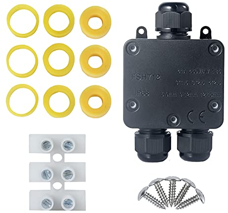 Abzweigdose Wasserdicht,3 Wege Wasserdichte Abzweigdose,Abzweigdose Wasserdicht Ip68 Elektrische Anschlussdose Für Kabel mit 5-15 mm Durchmesser,Abzweigdose Schwarz (1 Pack)