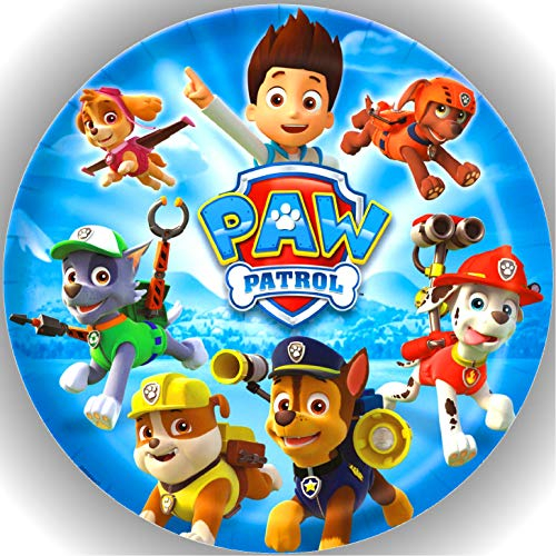 Fondant Tortenbild, Zuckerbild Essbares Foto für Torten, Tortenaufleger Ø 20cm - Kompatibel mit Paw Patrol Nr. 006
