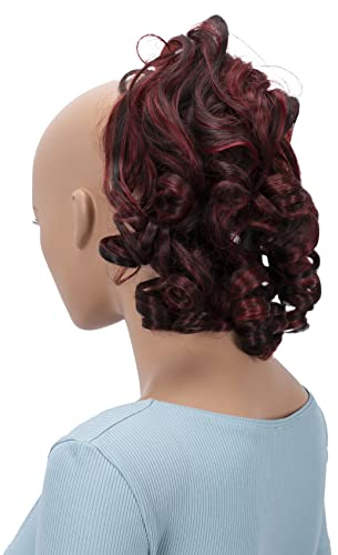 CAISHA Haarteil Haargummi Lena Hochsteckfrisuren Brautfrisuren Voluminös Gelockt Unordentlich Dutt Kunstfaser DM17cm Rot Schwarz Gesträhnt G33L