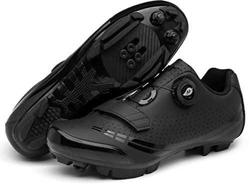 Uhclrr Radfahren Sneakers MTB Flache Schuhe Männer Rennrad Bike Senkeln Schuhe SPD Mountainbike Schuhe Selbsthemmende Speed Radfahren Schuhe Frauen(39, Black MTB)