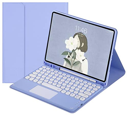ERY Cover Tastiera per Samsung Galaxy Tab A7 10.4 Modelli 2022/2020 (SM-T500/T503/T505/T507) Tasti Rotondi Carini Tastiera Italiana Wireless Colorata Staccabile con Supporto per Penna S,Viola