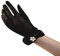 iSpchen 1 Paar Brauthandschuhe kurze Spitzenhandschuhe mit Schleifen Perlen Kostüm Partyhandschuhe Sexy Spitzen Netzhandschuhe für Hochzeit kleid elegante Abendhandschuhe Vintage handschuhe,Schwarz