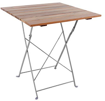 INDA-Exclusiv Esstisch Klapptisch Biergarten Tisch Gartentisch klappbar Akazie Stahl pulverbeschichtet Modellauswahl, Maße Tische:70cm x 70cm
