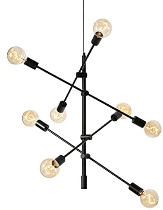 Qazqa - Industrie I Vintage I Industrie I Vintage I Hängelampe I Pendellampe I Pendelleuchte schwarz 8-flammig – Sydney I Wohnzimmer I Schlafzimmer - Stahl Länglich - LED geeignet E27
