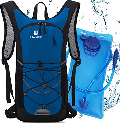 BBAIYULE® Trinkrucksack mit Trinkblase 2L, BPA-Frei | Trinkrucksack 2l mit Reflektoren | Rucksack mit Trinksystem | Laufen, Fahrrad & Camping Sportrucksack Fahrradrucksack