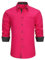 HISDERN Chemise Manches Longues Homme Regular Fit Chemises Formelle Shirt Casual Chemise Rose Fushia 3XL