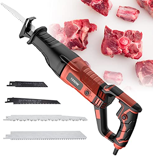 Scie à Os de Boucher Electrique, 1050W Scie à Os de Viande, Scie Sabre Boucher avec Lames de Scie Remplaçables pour le Supermarché/Restaurant (Color:red,Size:1050W)