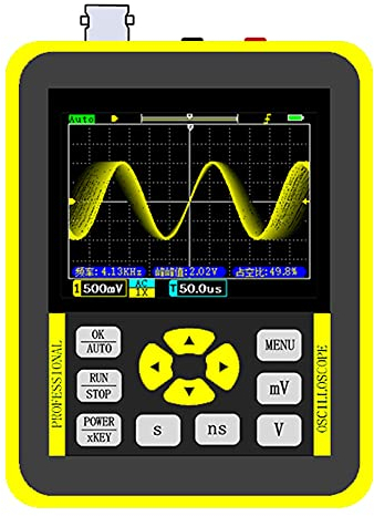 Irfora Handheld Mini Digital Oszilloskop mit 2,4 Zoll Farbbildschirm 120M Bandbreite 500M Abtastrate für Wartung und DIY elektronische Tests