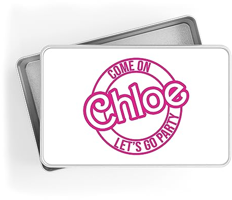 Print Maniacs Personalised Rectangle Tin 20 x 13cm Pink Doll for Girls and Women Lets go Party Merchandise Princess Dream Collection Theme Bride Lip Stick Birthday Diamonds