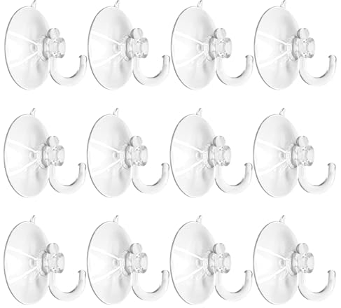 DALAETUS 12 Piezas Multiuso Gancho Ventosa, Súper Fuerte Colgador Ventosa Carga 3KG, Reutilizable, Sin Agujeros para Baño, Ventana, Cocina, Baldosas(Transparente)