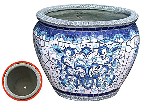 Outdoor/Indoor Green Plant Color Ceramic Large Plant PotFlower Pot Villa Door Decoration Bonsai Planter High-end Courtyard Garden Balcony Potted Flower Pot with HolePastoral