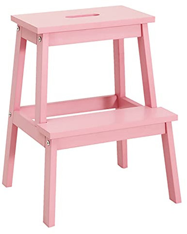 Zweistufiger Tritthocker, Kinder-Tritthocker, moderner Tritthocker, Kleinkind-Tritthocker, Kinder-Tritthocker, Badezimmer-Tritthocker, Küche, Holz-Tritthocker (Rosa)