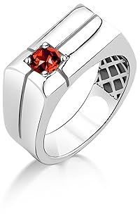 BySilverStone Jewelry Roter Rubin-Herren-Solitärring Aus Sterlingsilber, Rubin-Statement-Ring Für Männer, Männlicher Versprechensring Mit Rubin, Roter Steinring