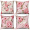 ASDCXZ Blumen Kissenbezug 40x40 cm 4er Set, Vintage Weiß Rose Blumen Blätter Sofa Dekokissen Kissenbezüge Kissenhülle Waschbar Polyester Flachs Textil Outdoor Kopfkissenbezug Kissen Bezug