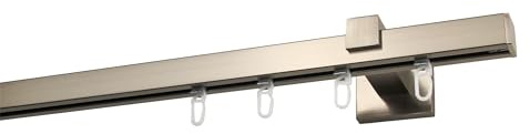 Garesa Gardinenstange Nora Ø 20mm, 1-läufig, Edelstahl Optik I Moderne & Stabile Vorhangstange inkl. Gleiter + Faltenlegehaken I Mit Endknopf Kappe I 270cm