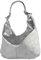 modamoda de 337 Damen Leder Schultertasche Shopper Large handmade in Italy, Farbe:Silbergrau-Metallic