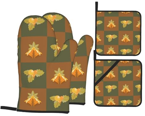 Pameencos Christmas Baking Quartett – Küchen-Backset mit Ofenhandschuhen, hitzebeständige Ofenhandschuhe
