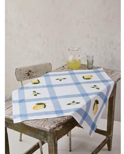 Permin Tischdecke Kreuzstich Stickpackung Zitrone und Blumen Zählmuster