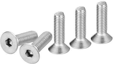 DTGN Tornillos de Cabeza Hexagonal Plana de Acero Inoxidable 304, M5-0.8 x 18 mm, Paquete de 50 Tornillos de Cabeza Avellanada