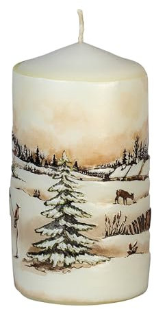 Exklusiver Relief-Dekorstumpen - Weihnachtsmotiv - Handgefertigt - Hochwertig & Detailreich Stumpenkerze JEKA TLB