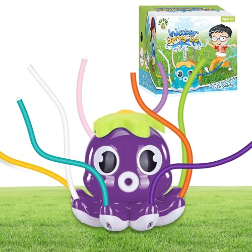 Wasserspielzeug Kinder Outdoor Spielzeug ab 3 4 5 6 7 8 Jahre Junge und Mädchen, Sprinkler Outdoor Spiele für Kinder Gartenspielzeug Garten Spielzeug Kinder Draußen Wasserspiel (Oktopus-Lila)