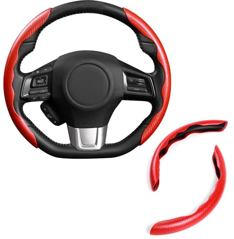 MEWANT Segmentierter Lenkradbezug aus PU-Karbonfaser, matt, rot, für FIAT 500 500c 2010 Alfa Romeo Giulietta M Sport F22