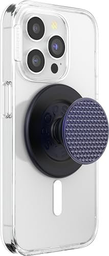 PopSockets Phone Grip for MagSafe, Secure Magnetic Phone Grip & Stand, Hands-Free Kickstand, Wireless Charging Compatible - Alum Triangle Knurled French Navy