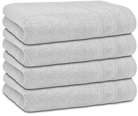 DECASATEXTIL - Juego Toallas de Lavabo 4 Unidades 100% Algodón 450gr, Tamaño 50x100cm - Toallas Manos - Toalla Suave y Duradera para Secar Tus Manos y Rostro (Perla)