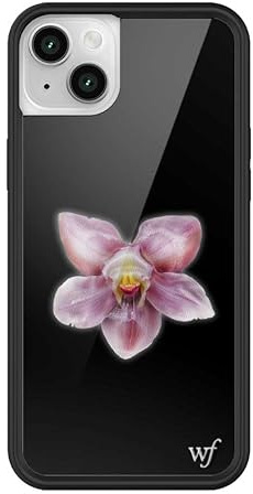 Wildflower Schutzhüllen – kompatibel mit Apple iPhone 13/14, schützender schwarzer Stoßfänger, 1,2 m Falltest-Zertifiziert, für kleine Unternehmen in Frauenbesitz, Orchidee, Blumenmuster, Schwarz