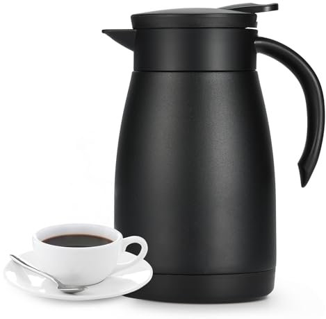 MUCR 27 Oz Thermal Carafe with Ceramic Liner, 750 ml Insulated Stainless Steel Small Carafe for Keeping Coffee, Tea and Water Hot, Black