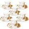 fanquare Fleurs Tasses à thé et soucoupes Ensembles de 6 Vintage marbre brun Tasse à café expresso avec garniture en or Mini élégant thé d'après-midi Set Service à thé en porcelaine Cadeaux 80ml