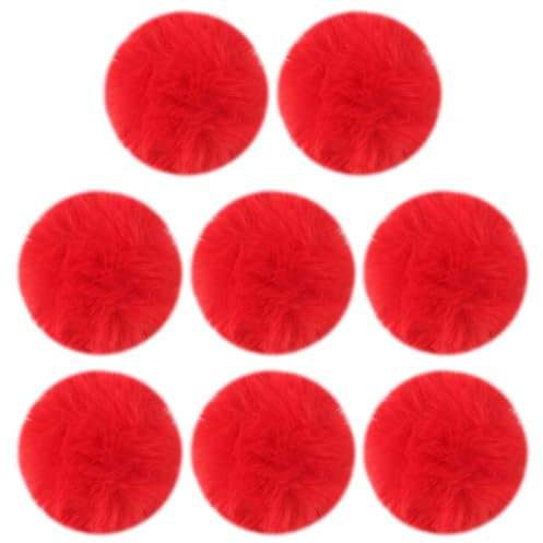 FSSTUD 8 cm große Kunstfell-Pompons, rund, flauschig, weiches Fell, Bommel, Dekoration, Rot, 8 Stück