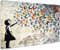 Kunstbruder Wandbilder Banksy girl with butterflies beige - Komplett Aufhängefertig, Street graffiti art, moderne Leinwand Mood bilder (80x120 cm)