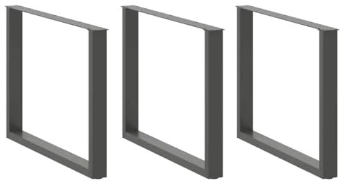 WKIEQACO Accessoires de table, pieds de table, pieds de table basse en forme de U, 2 pièces, anthracite, 100 x (72–73) cm en acier