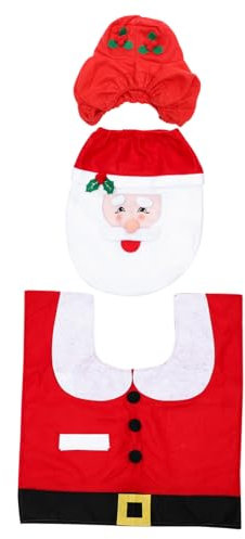 Hoement Weihnachtlicher Toilettenbezug Für Wassertank Und Boden Mit Schutzbezug Und Matte Für Badezimmerdekoration Und Geschenke Zu Weihnachten