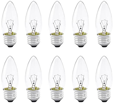 NCC-Licht 10 Stück Kerzenlampe C35 klar E27 60W warmweiß dimmbar 230V
