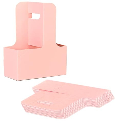 Porte-Boissons en Papier Kraft, 20Pcs Poignée de Porte-gobelet Jetables Doubles Portables pour Café, Glace, Dessert, Contient Deux Tasses