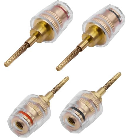 XMSJSIY Connettore a banana con connettore a banana da 4 mm femmina a connettore intrecciato da 2 mm, adattatore audio HiFi audio nero e rosso, connettore a banana per amplificatore, altoparlante,