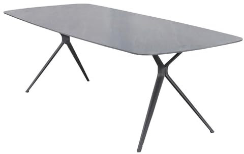Home4You Gartentisch - 180 x 90 cm - Grau - Anthrazit - Sinterstein - Aluminiumgestell