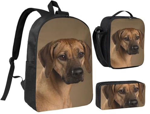 YXDVPALNE Rhodesian Ridgeback, Studenten Rucksack, Lunchtasche, Federmäppchen, 3-teiliges Set