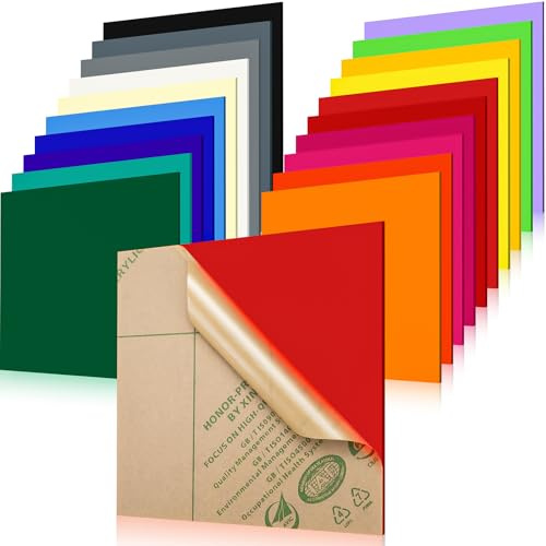 Farbige Acrylplatten, 200 x 200 mm, durchscheinende gegossene Acrylplatte, Großpackung für Handwerk, 3 mm dicke Kunststoffplatte für DIY, Basteln, Laserschneiden, Gravieren, Schneiden, Sägen