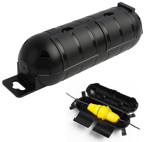 Jecdfs Boîte de rangement étanche IP44 pour câble de jardin,Boite Etanche Electrique Exterieur,Protection extérieure - Boîte Étanche,pour rallonge, prises de jardin, Outil électrique (black)