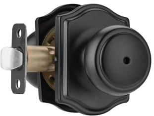 NCSEN Matt Black Door Knobs with Camelot Trim,Interior Door Knob with Lock,Coastal Privacy Door knob for Bath and Bedroom