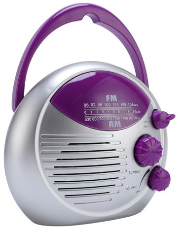 XUMIUZIY Shower Radio Speaker, IPX4 Water Proof Portable AM FM Radio with Clear Sound, 3pcs AA Batteries Powered, Sturdy and Durable, Ideal for Bathroom, Kayak, Beach