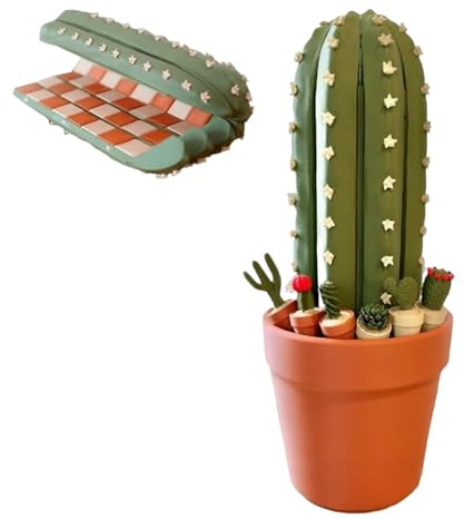 Scacchiera con cactus, gioco di scacchi magnetico portatile per adulti, set di scacchi con cactus stampato in 3D, set creativo di scacchi arrotolabili a tema vegetale, scacchiera divertente per gli