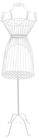 Porte-vêtements - Mannequin femme - 147 cm - Mannequin de couture avec support - Buste pour vêtements - Mannequin en acier avec espace de rangement pour studio (blanc)