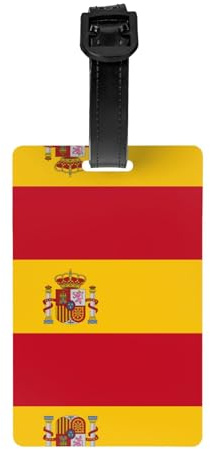 Gepäckanhänger mit spanischer Flagge und vollständiger Privatsphäre, strapazierfähiges PVC-Namensschild für Koffer, Reisetaschen