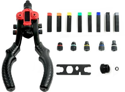 Dreifachfunktions-Nietmutternzange – 3-in-1 Nietmutternzange Set/Gewindenieten Zange Set – Handniet-, Nietmutter- & Aufbohrfunktion – Kompatibel mit M3–M10 & φ2.4–6.4 mm