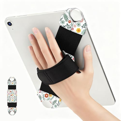 FINTIE Universal Tablet Wrist Strap for 9-11 Inch Tablets & eReaders, [360° Rotatable] PU Leather, Safe, Portable, Adjustable Handle for iPad/Samsung/Xiaomi Tablets, (Z Spring Blossom)